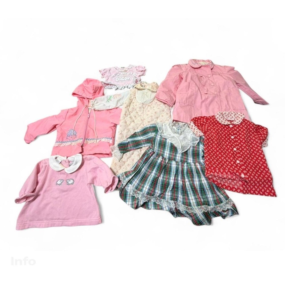 Vintage Baby Girl Clothes Lot 7 Pc 70s 80s Dresses Jacket Romper Cottagecore